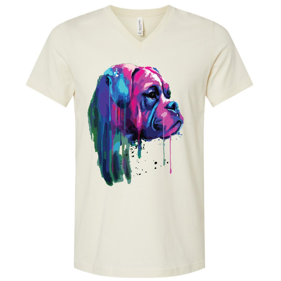 Colorful Boxer Dog Art Watercolor V-Neck T-Shirt