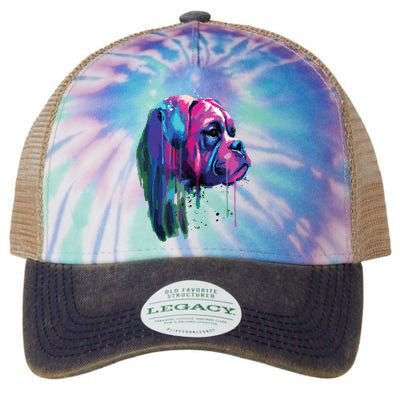 Colorful Boxer Dog Art Watercolor Legacy Tie Dye Trucker Hat