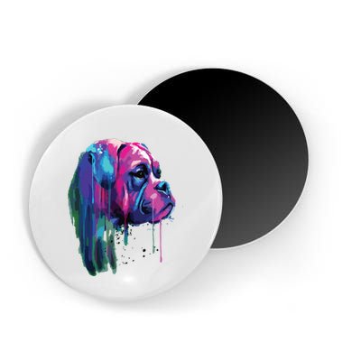 Colorful Boxer Dog Art Watercolor Magnet
