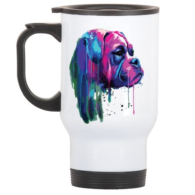 Colorful Boxer Dog Art Watercolor Stainless Steel Travel Mug