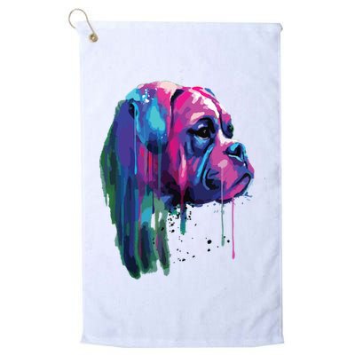 Colorful Boxer Dog Art Watercolor Golf Towel
