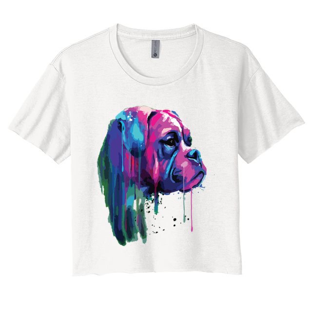Colorful Boxer Dog Art Watercolor Crop Top