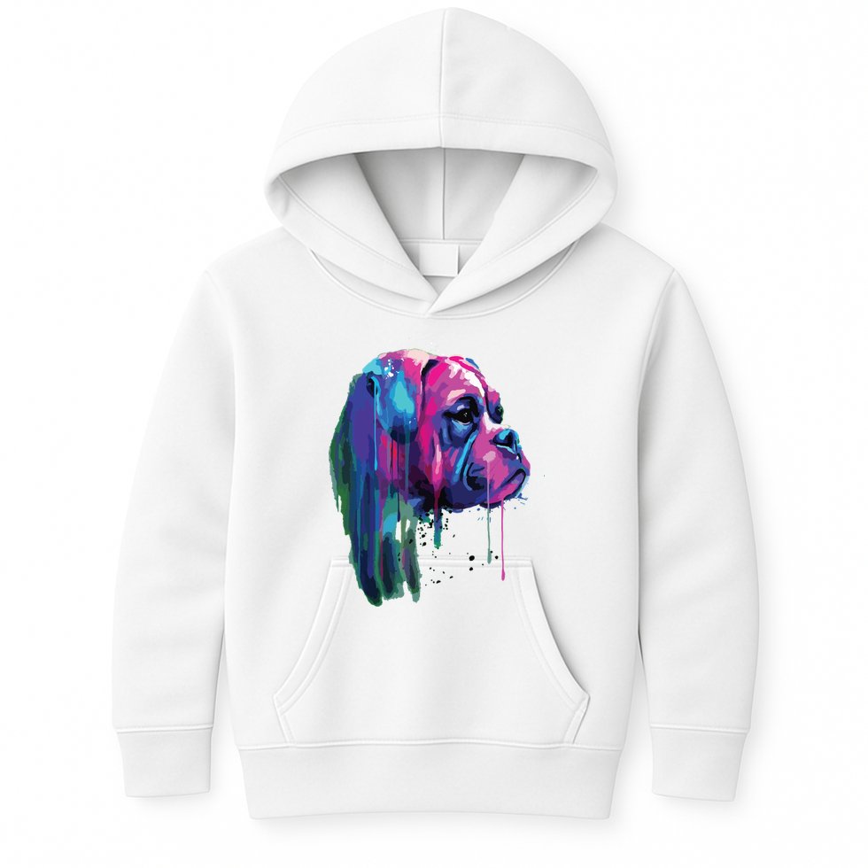 Colorful Boxer Dog Art Watercolor Kids Hoodie