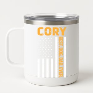 Cory Best Dog Dad Ever American Flag Personalized Name Gift 12 oz Stainless Steel Tumbler Cup