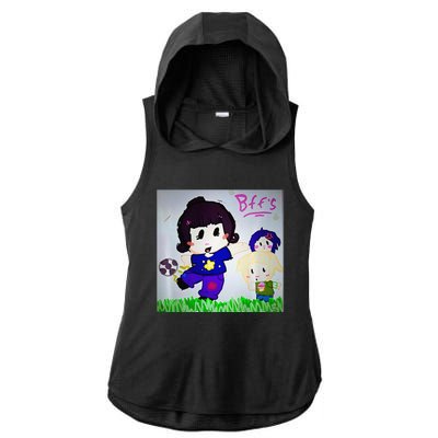 Cute Bff Drawing Premium Ladies PosiCharge Tri-Blend Wicking Draft Hoodie Tank