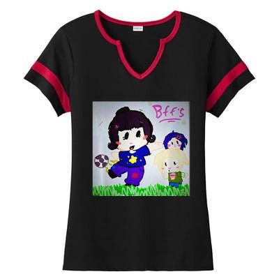 Cute Bff Drawing Premium Ladies Halftime Notch Neck Tee