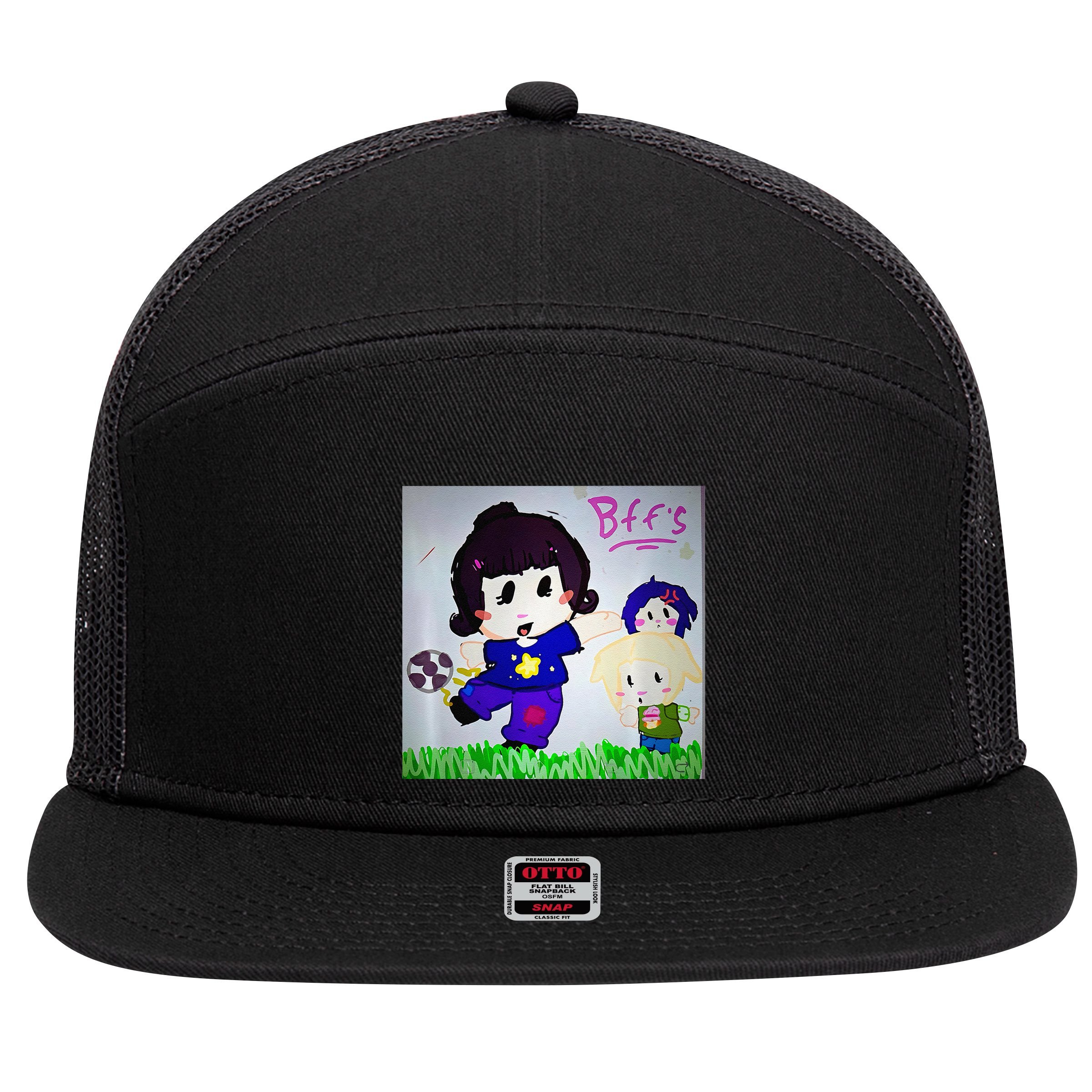 Cute Bff Drawing Premium 7 Panel Mesh Trucker Snapback Hat