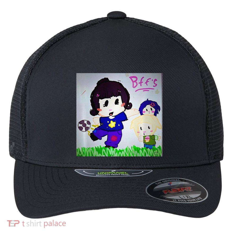 Cute Bff Drawing Premium Flexfit Unipanel Trucker Cap