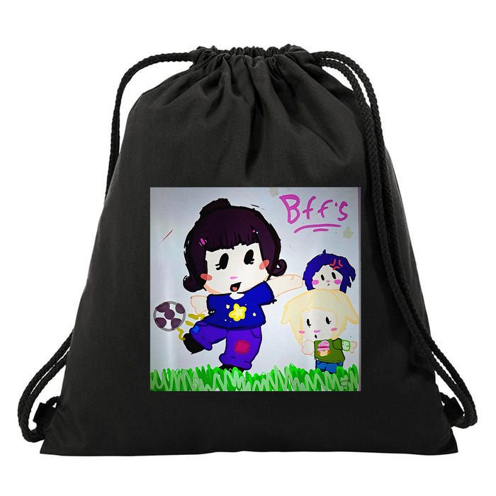 Cute Bff Drawing Premium Drawstring Bag