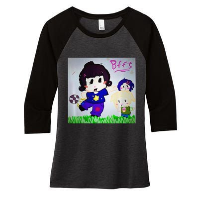 Cute Bff Drawing Premium Women's Tri-Blend 3/4-Sleeve Raglan Shirt