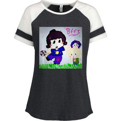 Cute Bff Drawing Premium Enza Ladies Jersey Colorblock Tee