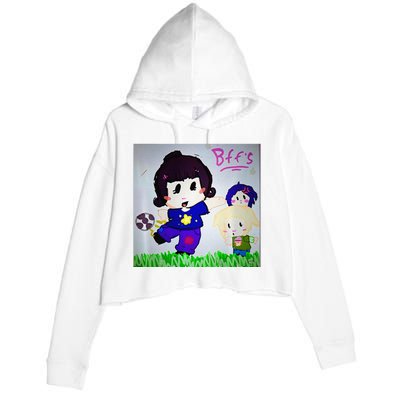 Cute Bff Drawing Premium Crop Fleece Hoodie