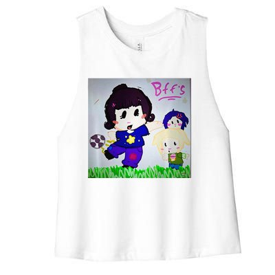 Cute Bff Drawing Premium Women's Racerback Cropped Tank