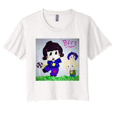 Cute Bff Drawing Premium Women's Crop Top Tee