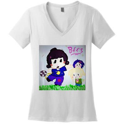 Cute Bff Drawing Premium Women's V-Neck T-Shirt
