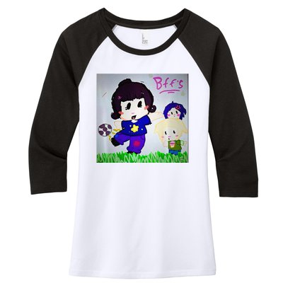 Cute Bff Drawing Premium Women's Tri-Blend 3/4-Sleeve Raglan Shirt