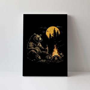 Camping Bear Drinking Beer Hiking Nature Funny Grizzly Bear Canvas