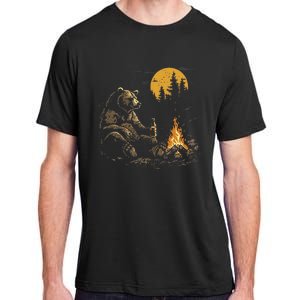 Camping Bear Drinking Beer Hiking Nature Funny Grizzly Bear Adult ChromaSoft Performance T-Shirt