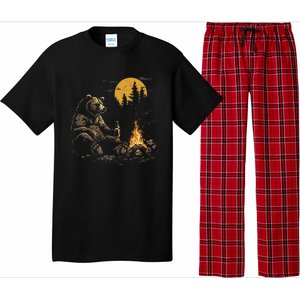 Camping Bear Drinking Beer Hiking Nature Funny Grizzly Bear Pajama Set