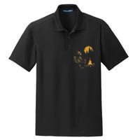 Camping Bear Drinking Beer Hiking Nature Funny Grizzly Bear Dry Zone Grid Polo