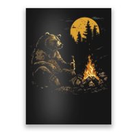 Camping Bear Drinking Beer Hiking Nature Funny Grizzly Bear Poster