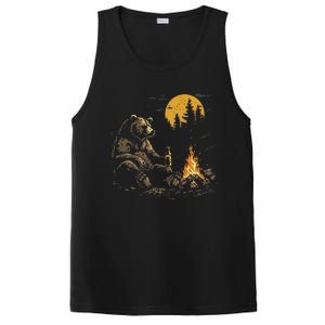 Camping Bear Drinking Beer Hiking Nature Funny Grizzly Bear PosiCharge Competitor Tank