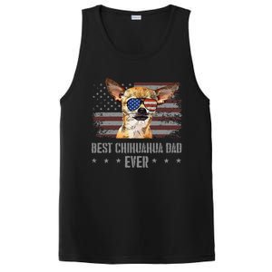 Chihuahua Best Dog Dad Ever Retro Usa American Flag PosiCharge Competitor Tank