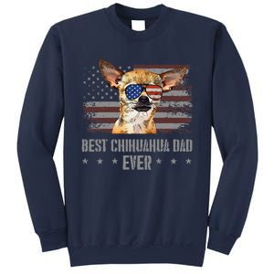 Chihuahua Best Dog Dad Ever Retro Usa American Flag Sweatshirt