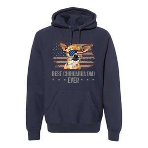 Chihuahua Best Dog Dad Ever Retro Usa American Flag Premium Hoodie