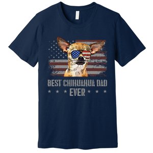 Chihuahua Best Dog Dad Ever Retro Usa American Flag Premium T-Shirt