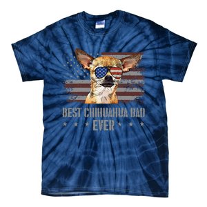 Chihuahua Best Dog Dad Ever Retro Usa American Flag Tie-Dye T-Shirt