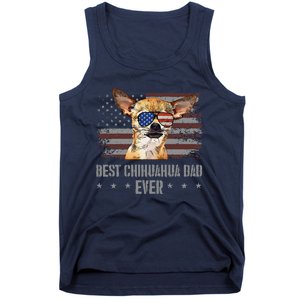 Chihuahua Best Dog Dad Ever Retro Usa American Flag Tank Top