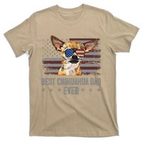 Chihuahua Best Dog Dad Ever Retro Usa American Flag T-Shirt