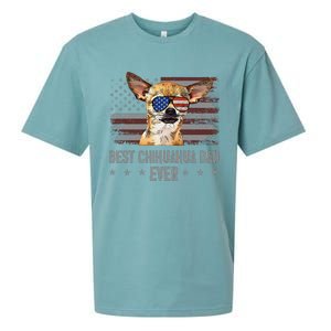 Chihuahua Best Dog Dad Ever Retro Usa American Flag Sueded Cloud Jersey T-Shirt