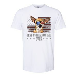 Chihuahua Best Dog Dad Ever Retro Usa American Flag Softstyle CVC T-Shirt