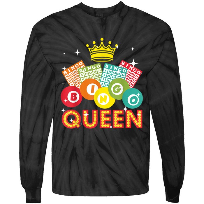 Cute Bingo Designs For Women Mom Bingo Lovers Casino Players Tie-Dye Long Sleeve Shirt