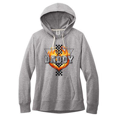 Cool Bold Daddy Flames Racing Design FatherS Day Women's Fleece Hoodie