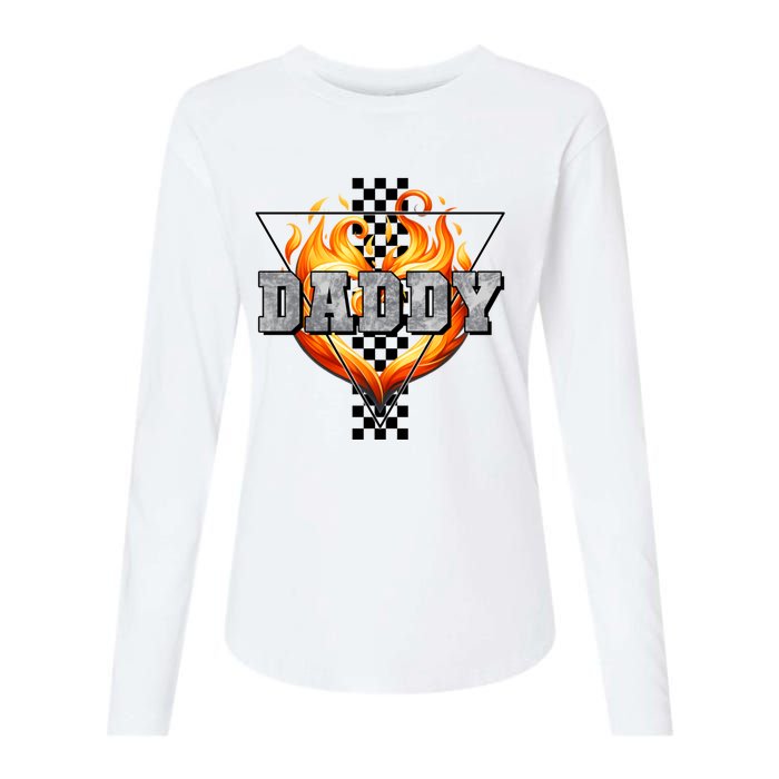 Cool Bold Daddy Flames Racing Design FatherS Day Womens Cotton Relaxed Long Sleeve T-Shirt