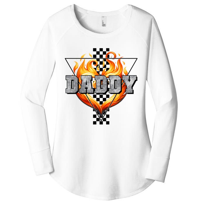 Cool Bold Daddy Flames Racing Design FatherS Day Women's Perfect Tri Tunic Long Sleeve Shirt