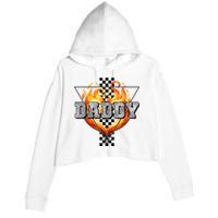 Cool Bold Daddy Flames Racing Design FatherS Day Crop Fleece Hoodie