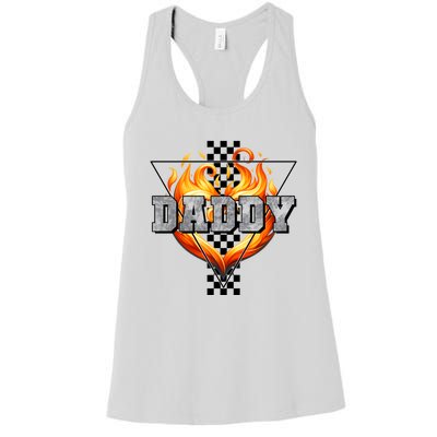 Cool Bold Daddy Flames Racing Design FatherS Day Women's Racerback Tank