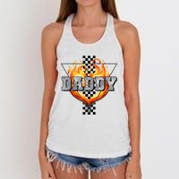 Cool Bold Daddy Flames Racing Design FatherS Day Women's Knotted Racerback Tank