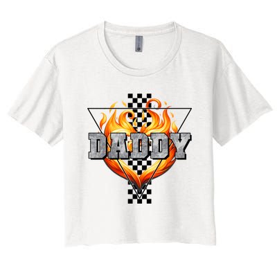 Cool Bold Daddy Flames Racing Design FatherS Day Women's Crop Top Tee