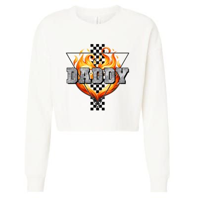 Cool Bold Daddy Flames Racing Design FatherS Day Cropped Pullover Crew