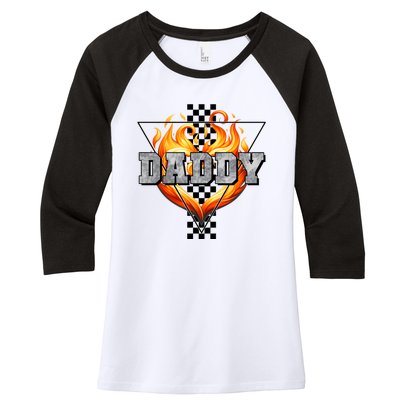 Cool Bold Daddy Flames Racing Design FatherS Day Women's Tri-Blend 3/4-Sleeve Raglan Shirt