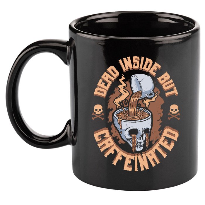 Caffeinated But Dead Inside But Caffeinated 11oz C Handle Ceramic Mug