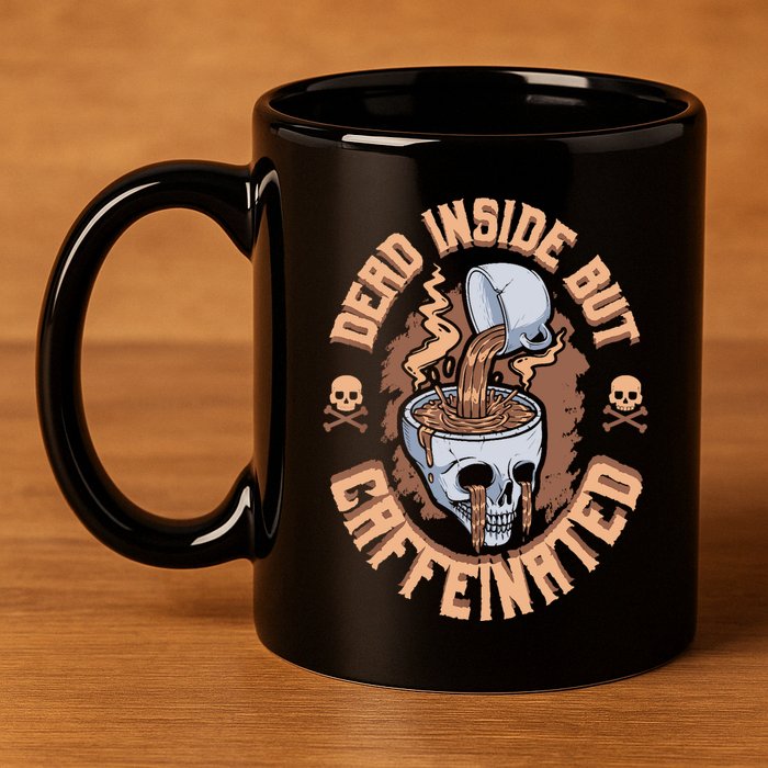 Caffeinated But Dead Inside But Caffeinated 11oz C Handle Ceramic Mug