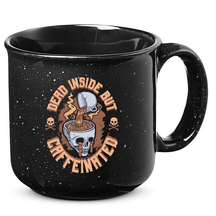 Caffeinated But Dead Inside But Caffeinated 15oz Campfire Ceramic Mug