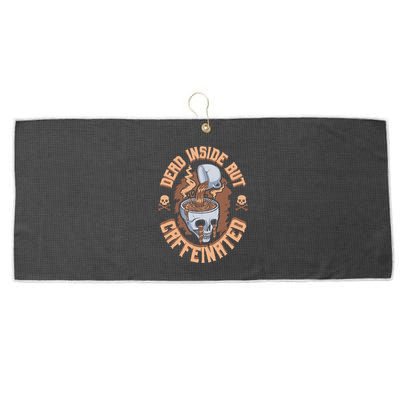 Caffeinated But Dead Inside But Caffeinated Large Microfiber Waffle Golf Towel