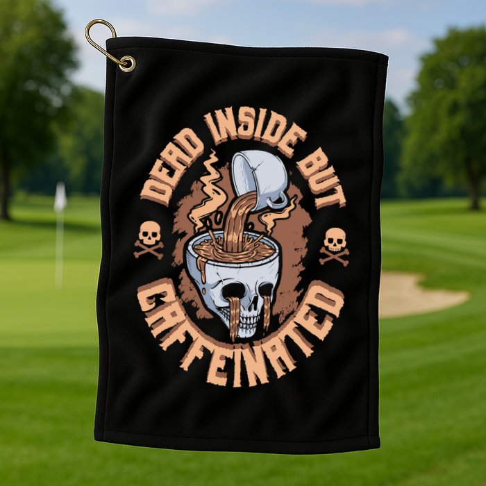 Caffeinated But Dead Inside But Caffeinated Golf Towel